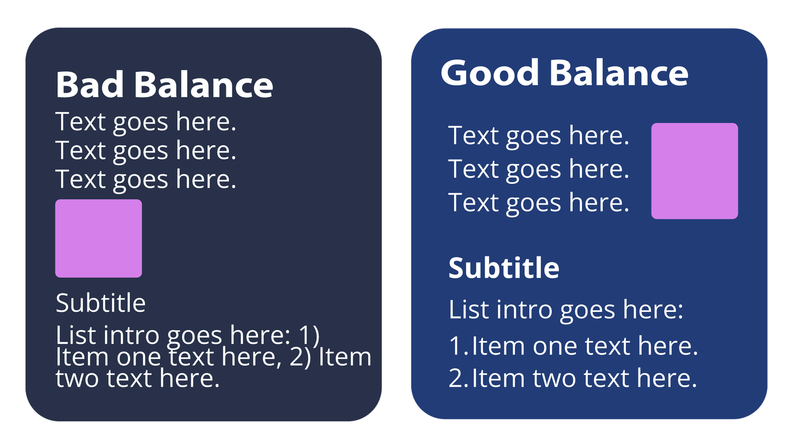 Diagram illustrating "good" versus "bad" balance.