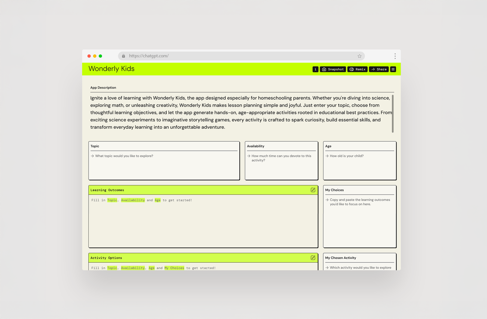 Screenshot of scenario starting screen on laptop.